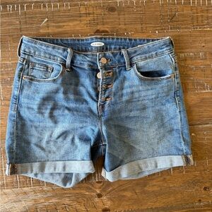 Old Navy Medium Blue Denim Button-Fly Rolled Hem Shorts
